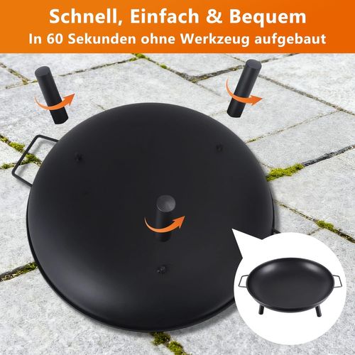 Brasero Pour Jardin - Brasero Ø 58 Cm Avec 2 Poignées De Transport Et Tisonnier 43 Cm