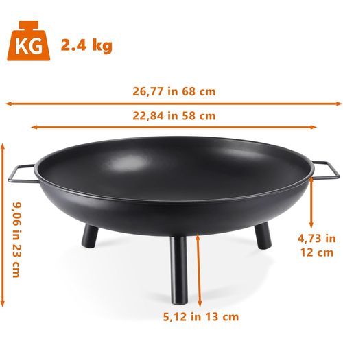 Brasero Pour Jardin - Brasero Ø 58 Cm Avec 2 Poignées De Transport Et Tisonnier 43 Cm