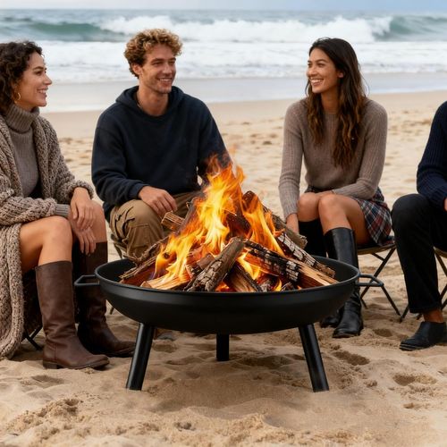 Brasero Pour Jardin - Brasero Ø 58 Cm Avec 2 Poignées De Transport Et Tisonnier 43 Cm