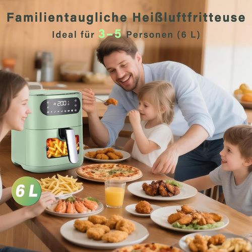 Friteuse sans Huile 6L 1500W friteuse à air Silencieuse Air Fryer avec 7 Programmes