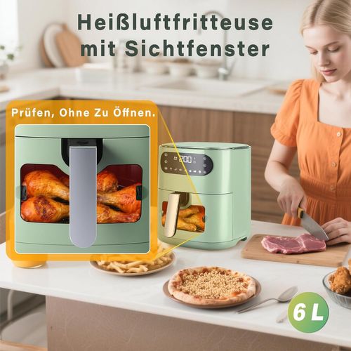 Friteuse sans Huile 6L 1500W friteuse à air Silencieuse Air Fryer avec 7 Programmes