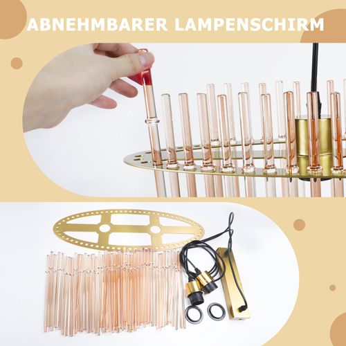 Lustre 2 Flammes E27 Verre Doré Pour Cuisine Salon (sans Ampoule)