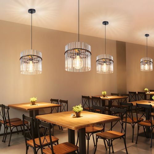 Suspension 1 Flamme Verre Modern Noir E27 Ø 30 Cm (sans Ampoule)