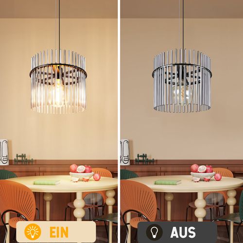 Suspension 1 Flamme Verre Modern Noir E27 Ø 30 Cm (sans Ampoule)