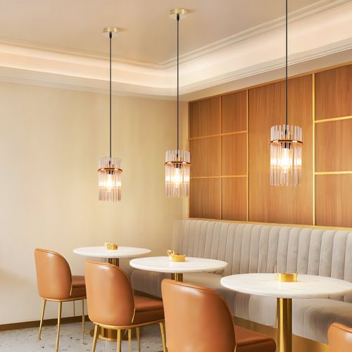 Suspension 1 Flamme Verre Modern Doré E27 Ø 16 Cm (sans Ampoule)