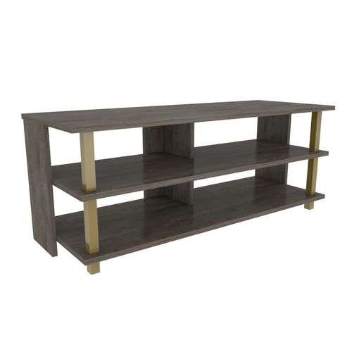 Pueblo Meuble TV 120 Cm Niches Et Étagères Ouvertes (doré Et Wenge)