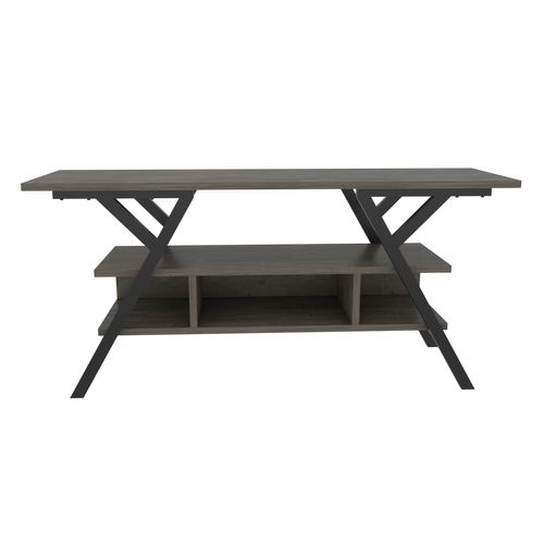 Minerva Meuble TV 120 Cm Étagères Ouvertes Et Cadre En Métal (noir Et Wenge)