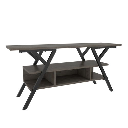 Minerva Meuble TV 120 Cm Étagères Ouvertes Et Cadre En Métal (noir Et Wenge)