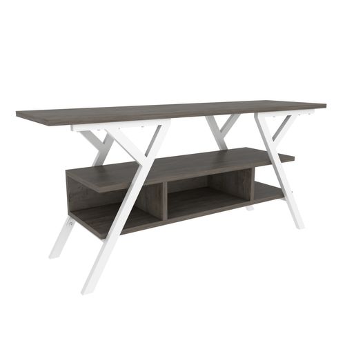 Minerva Meuble TV 120 Cm Étagères Ouvertes Et Cadre En Métal (blanc Et Wenge)