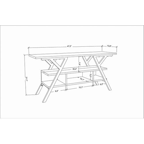 Minerva Meuble TV 120 Cm Étagères Ouvertes Et Cadre En Métal (blanc Et Wenge)