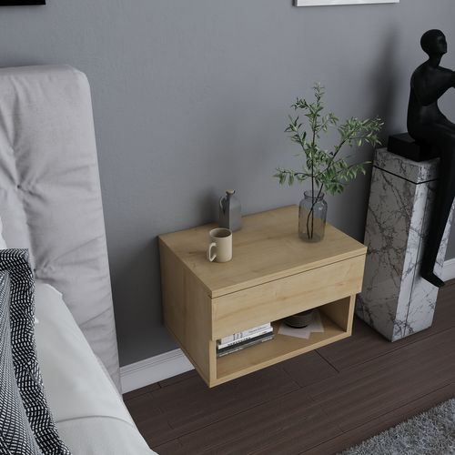 Table De Chevet Flottante Jamot Avec Tiroir Et Niche (chêne)