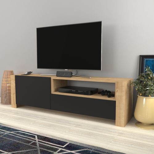 Piedmont 160 Cm Meuble TV Armoires Battantes Et Niche (chêne Et Anthracite)