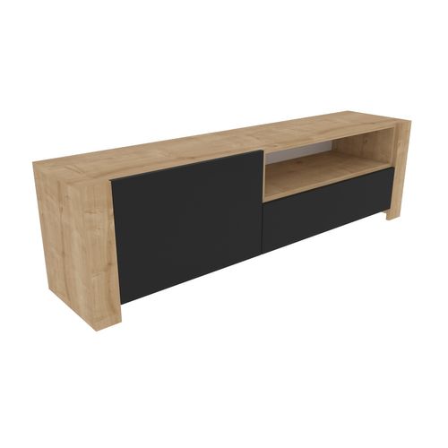 Piedmont 160 Cm Meuble TV Armoires Battantes Et Niche (chêne Et Anthracite)