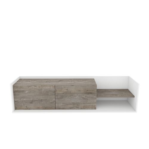 Krog 160 Cm Meuble TV - Étagères Ouvertes Et Armoires Battantes (blanc Et Wenge)