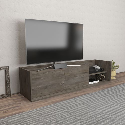 Krog 160 Cm Meuble TV - Étagères Ouvertes Et Armoires Battantes (wenge)