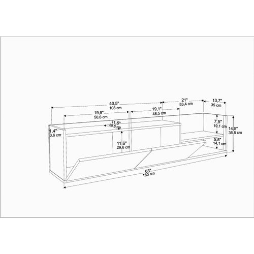 Krog 160 Cm Meuble TV - Étagères Ouvertes Et Armoires Battantes (wenge)