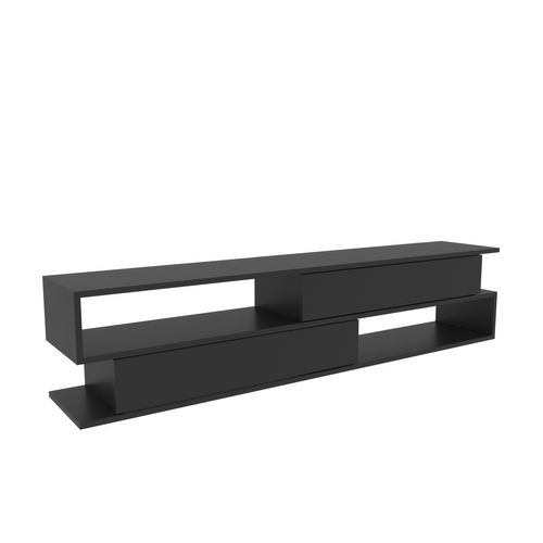 Meuble TV Cortez De 160 Cm Avec 2 Armoires Et 2 Niches (anthracite)