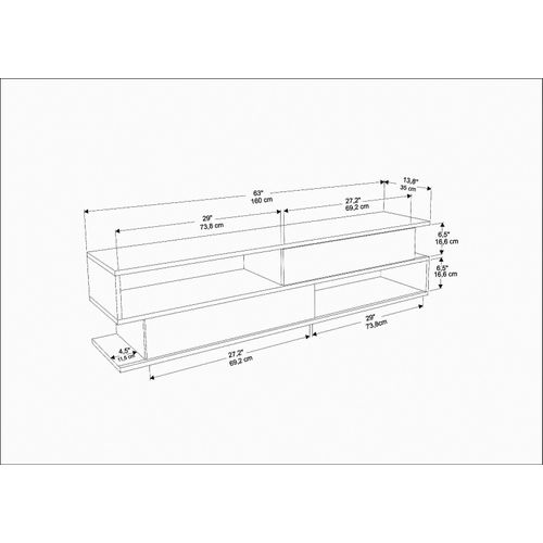 Meuble TV Cortez De 160 Cm Avec 2 Armoires Et 2 Niches (anthracite)