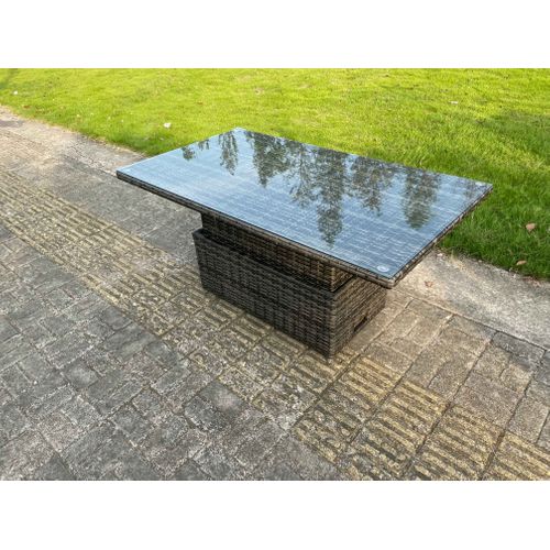 Salon De Jardin En Rotin Avec Canapé Table à Manger Réglable En Hauteur 2 Tabourets