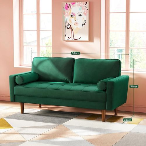 Canapé 2 Places En Velours Moderne, Avec Accoudoirs,148l X 78l X 85h Cm, Bert