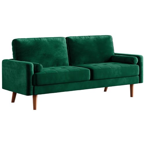 Canapé Droit Salon 3 Places Avec Accoudoirs En Velours Moderne, 173l X 77l X 86h Cm, Vert