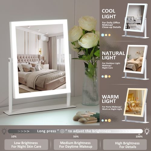 Miroir De Maquillage Hollywood Bluetooth Avec Bande Lumineuse LED - 25x30 Cm