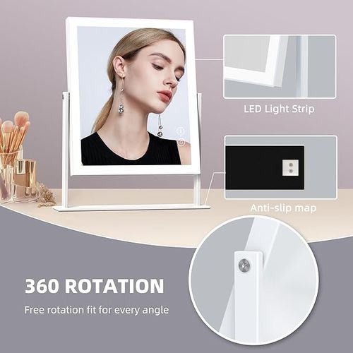Miroir De Maquillage Hollywood Bluetooth Avec Bande Lumineuse LED - 25x30 Cm