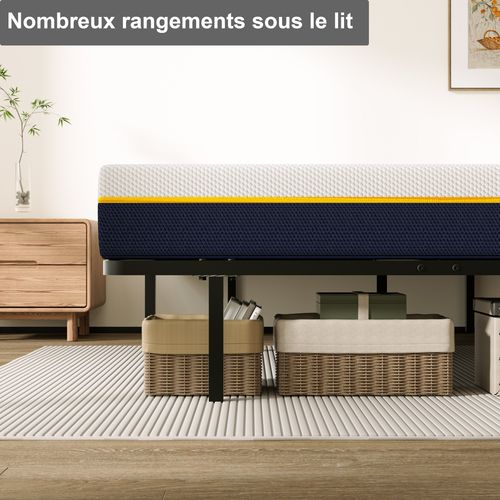 Ensemble Matelas Mousse 90x190 cm Epaisseur 17 Cm + Sommier à Lattes