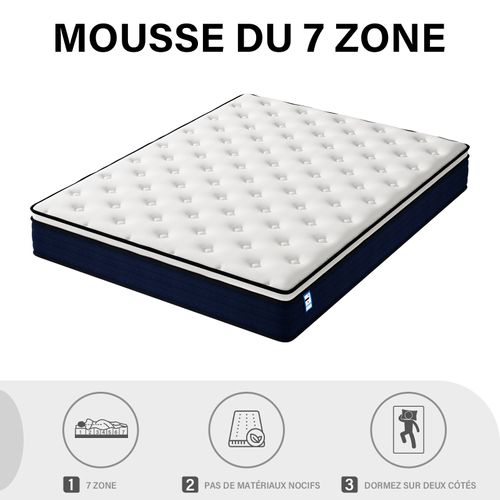 Ensemble Matelas Ressorts 140x190 Cm Epaisseur 25 cm + sommier déco