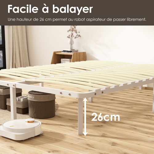 Sommier à Lattes 140x190 Cm, 2x16 Rangs, Incl. 9 Repose-pieds