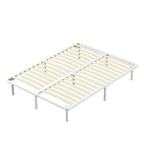 Sommier à Lattes 140x190 Cm, 2x16 Rangs, Incl. 9 Repose-pieds