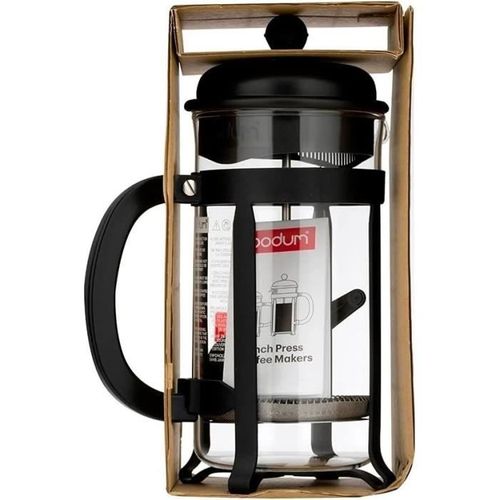 Cafetiere à Piston - Java - Monture Et Couvercle En Plastique - 8 Tasses - 1 L - Noir