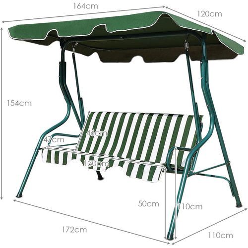 Balancelle De Jardin Sur Pied Pour 3 Personnes Avec Toit Imperméabilisant Idéal Vert