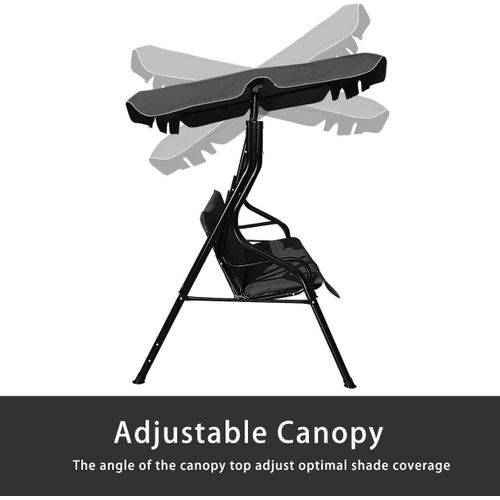 Balancelle De Jardin Sur Pied Pour 3 Personnes Avec Toit Imperméabilisant Idéal Noir