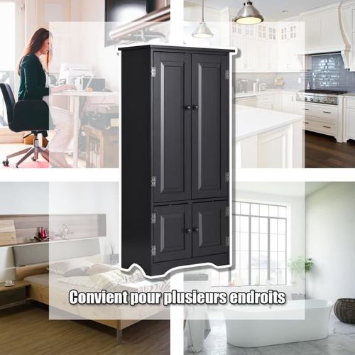 Armoire De Rangement Vintage En Mdf 59 X 32 X 123 Cm (noir)