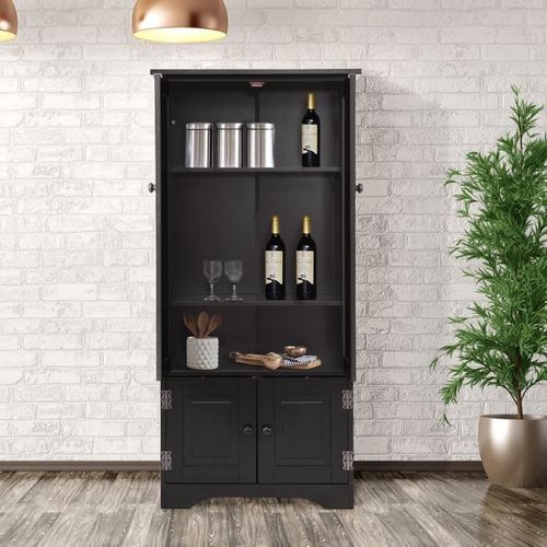 Armoire De Rangement Vintage En Mdf 59 X 32 X 123 Cm (noir)