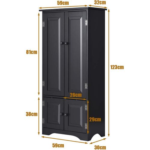 Armoire De Rangement Vintage En Mdf 59 X 32 X 123 Cm (noir)