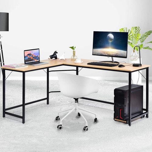 Bureau D'angle En L Avec Support PC Central,poste De Travail Industriel,table D'ordianteaur(naturel)