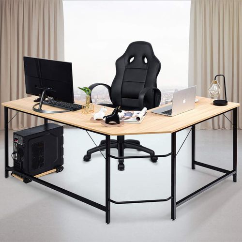 Bureau D'angle En L Avec Support PC Central,poste De Travail Industriel,table D'ordianteaur(naturel)