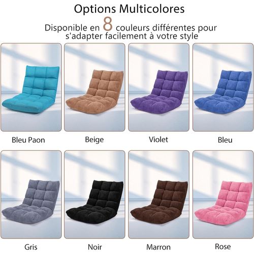 Canapé Paresseux Tatami Pliable Chaise De Plancher Coussin 105 X 57 X 15 Cm Jaune