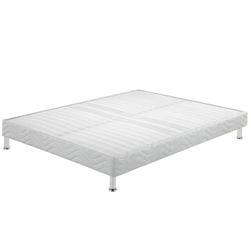 Matelas + Sommier Tapissier 140x190 Mousse - Melior - Soutien Ferme - Blanc