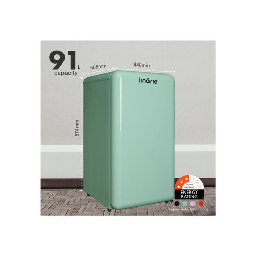 Réfrigérateur Table Top Rétro 91l Vert Avec Compartiment Congélateur Intégré Lk90ttgreen