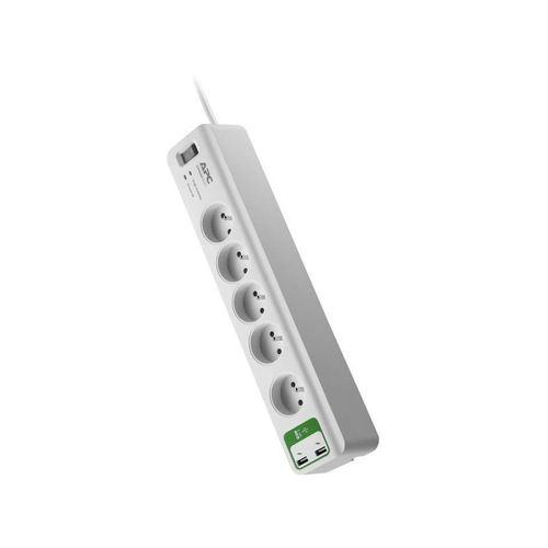 Bloc Parafoudre 5 Prises 2p+t (2300w) + 2 USB - Blanc - Schneider