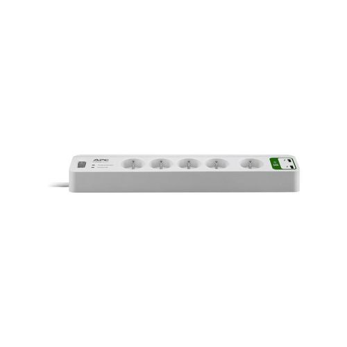 Bloc Parafoudre 5 Prises 2p+t (2300w) + 2 USB - Blanc - Schneider