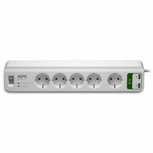 Bloc Parafoudre 5 Prises 2p+t (2300w) + 2 USB - Blanc - Schneider