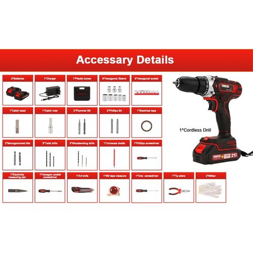 Perceuse Visseuse Sans Fil 21v Pour Batterie Makita 2x2.0ah Batteries,45 Nm Visseuse Devisseuse