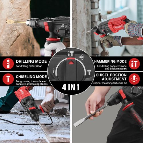 Perceuse à Percussion Filaire Sds Plus De 950 W, Vitesse De Rotation 0-1150 Tr/min/fréquence De