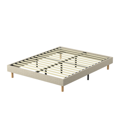 Sommier déco 140x190cm, 14 Lattes, 9 Pieds Hauteur Du Cadre 29 Cm - Beige