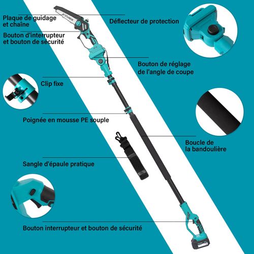 Tronçonneuse Rétractable 2 En 1 Et Mini Tronçonneuse Sans Balais Avec 2 Batteries 4000mah, 6" Avec