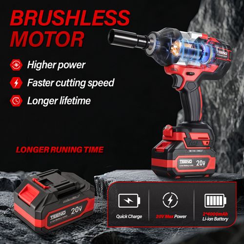 Clé à Chocs Sans Balais 1/2" 1300 Nm, 2 X 4.0 Ah Batteries, Avec 5 Douilles (17/19/21/22/24 Mm)